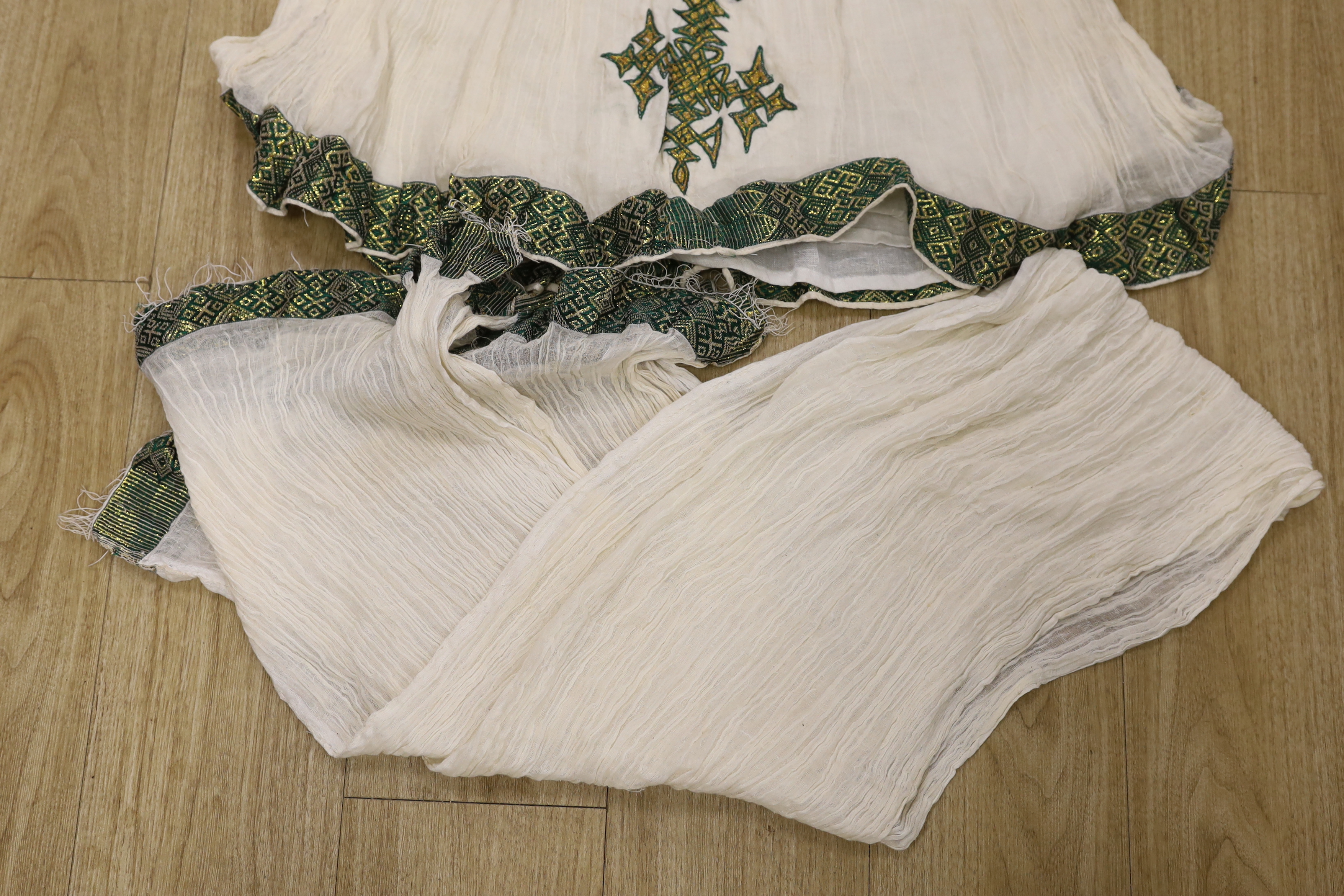 A traditional ladies Ethiopian costume/dress hapoesha with netela (scarf)